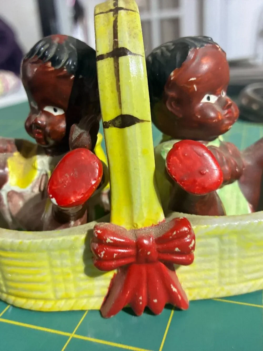 Mid-Century Japanese Black Americana Salt-and-Pepper Shakers Baby in Basket
